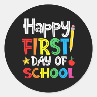 Sticker Rond Joyeux Premier Jour D'École Bienvenue À L'École