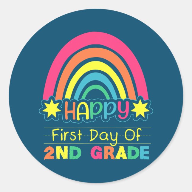 Sticker Rond Joyeux premier jour d'élèves de 2e année enseignan (Devant)