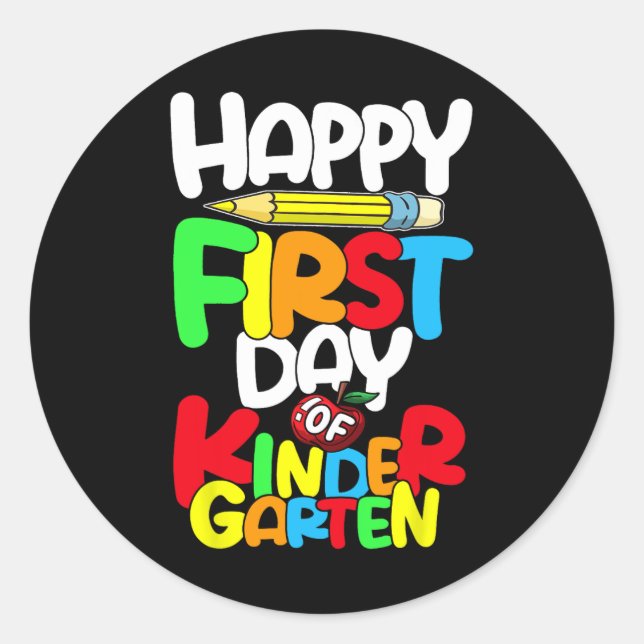 Sticker Rond Joyeux Premier Jour D'Enseignant De La Maternelle  (Devant)