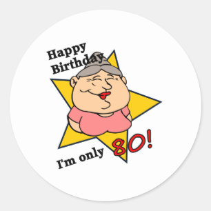 Sticker Rond Joyeux quatre-vingtième anniversaire