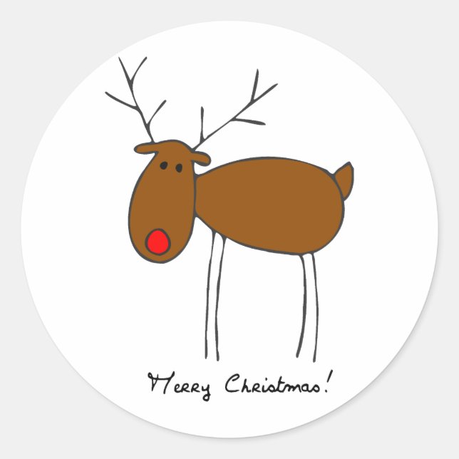 Sticker Rond Joyeux rennes de Noël (Devant)