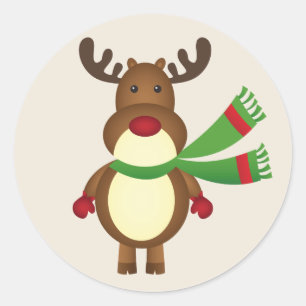 Sticker Rond Joyeux rennes de Noël
