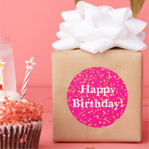 Sticker Rond Joyeux rose anniversaire