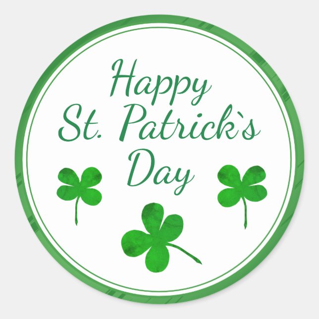 Sticker Rond Joyeux Saint Patrick`s Day Shamrock vert irlandais (Devant)