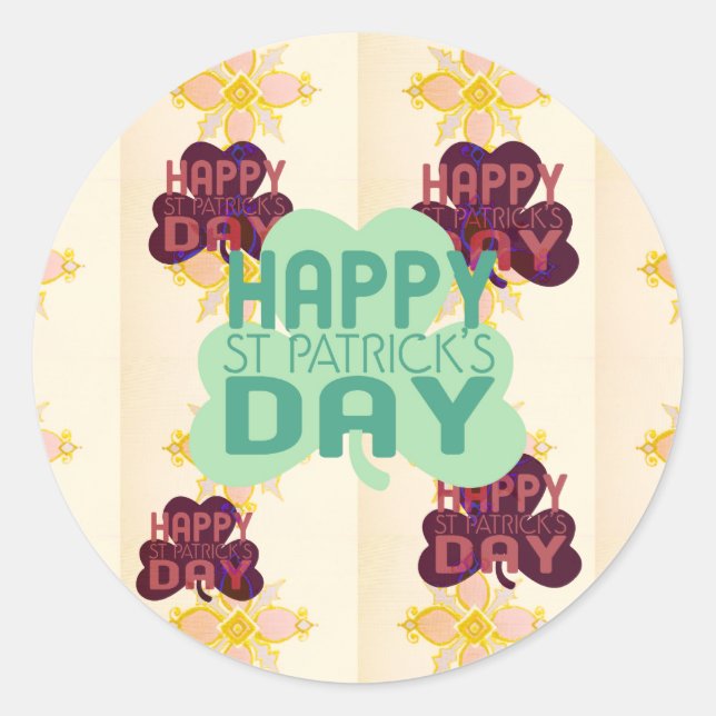 Sticker Rond Joyeux Saint Patrick's Day Lovely Art Print (Devant)