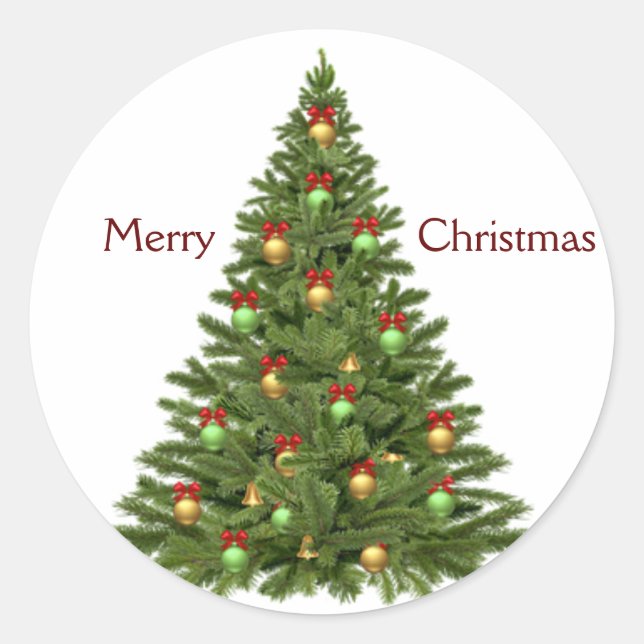 Sticker Rond Joyeux sapin de Noël (Devant)