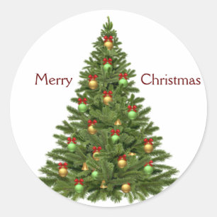 Sticker Rond Joyeux sapin de Noël