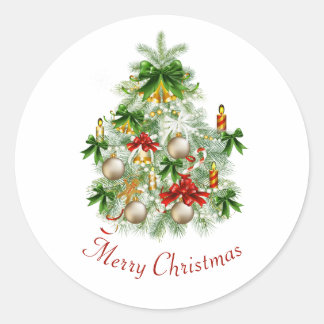 Sticker Rond Joyeux sapin de Noël
