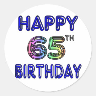 Sticker Rond Joyeux soixante-cinquième anniversaire dans la