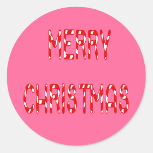 Sticker Rond Joyeux Sucre de canne de Noël Police