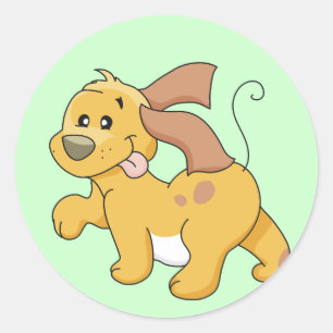 Sticker Rond Joyeux T-shirts et cadeaux de Chien Brown