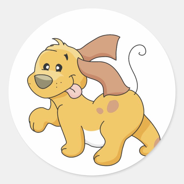 Sticker Rond Joyeux T-shirts et cadeaux de Chien Brown (Devant)