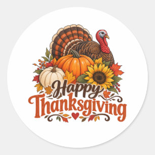 Sticker Rond Joyeux Thanksgiving