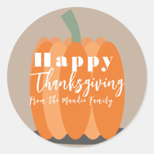 Sticker Rond Joyeux Thanksgiving Citrouille Grand Favori