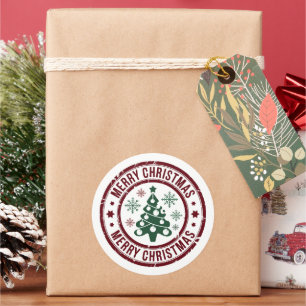 Sticker Rond Joyeux timbres de Noël Bébé adorable