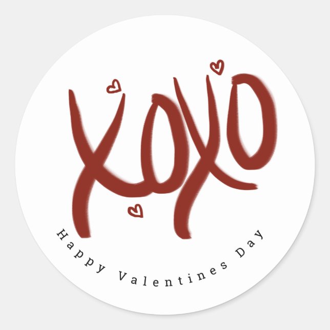 Sticker Rond Joyeux Valentin minimaliste Jour de Lettres Coeur (Devant)