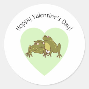 Sticker Rond Joyeux Valentines Jour Grenouilles-Hoppy en amour