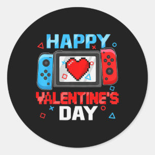 Sticker Rond Joyeux Valentines Jour Vidéo Contrôleur Coeur T