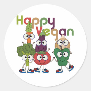 Sticker Rond Joyeux Vegan