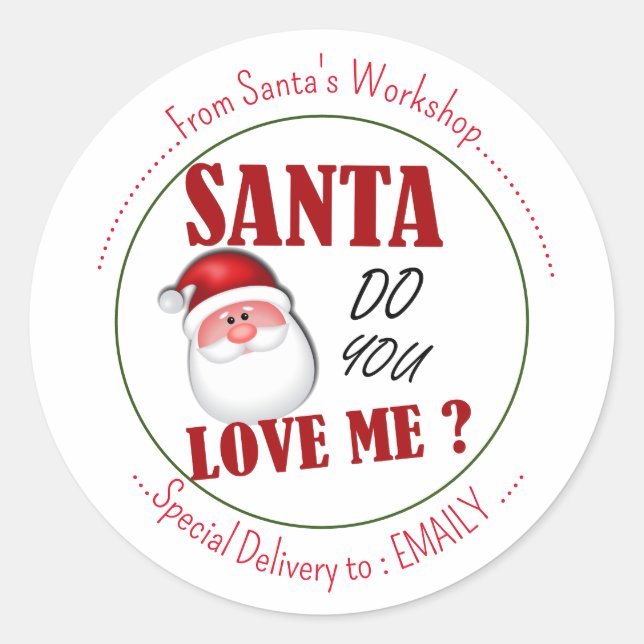 Sticker Rond Joyeux veille de Noël. L'amour père Noël (Devant)