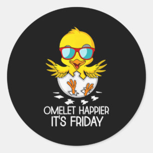 Sticker Rond Joyeux Vendredi Tops Omelette Plus Heureux C'est V