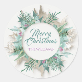 Sticker Rond Joyeux Ventre Noël Joyeux Vacances Gris Mint