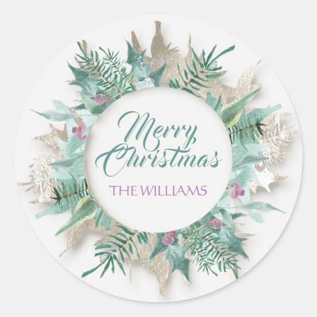 Sticker Rond Joyeux Ventre Noël Joyeux Vacances Gris Mint (Devant)