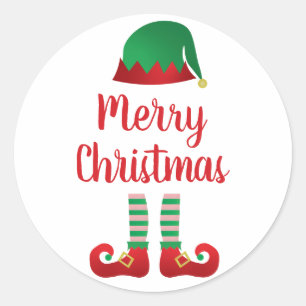 Sticker Rond Joyeux vêtement Elf Noël Rouge Vert