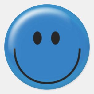 Sticker Rond Joyeux visage bleu foncé