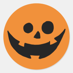 Sticker Rond Joyeux visage de Citrouille