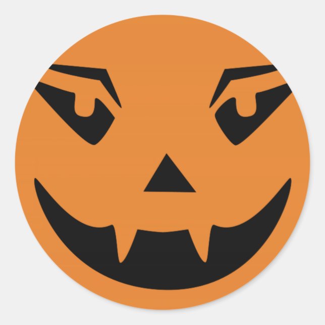 Sticker Rond Joyeux visage de Citrouille d'Halloween (Devant)