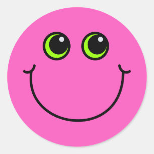Sticker Rond Joyeux visage Emoji Rose