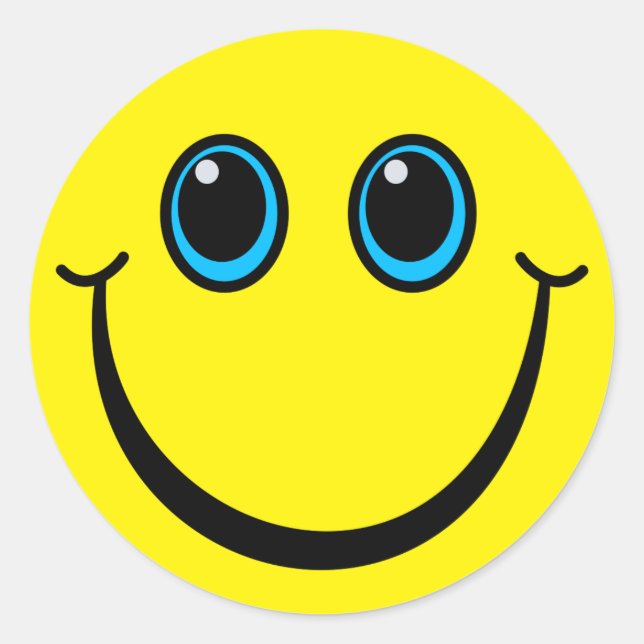 Sticker Rond Joyeux visage jaune (Devant)