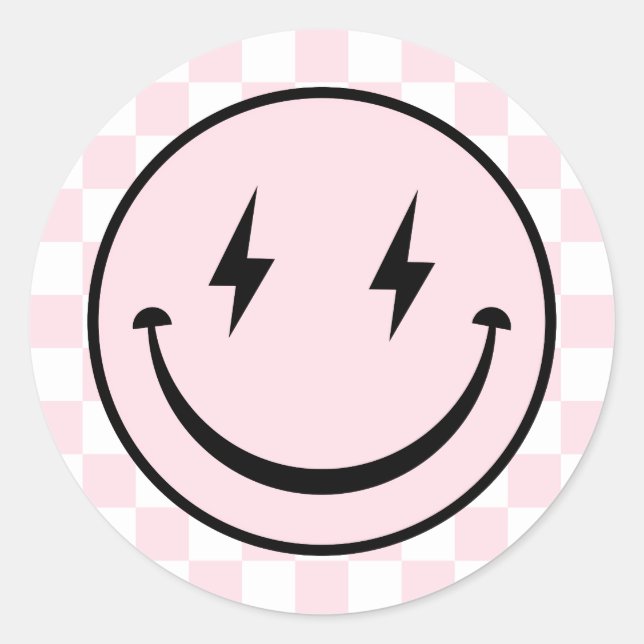 Sticker Rond Joyeux Visage Super Rose fille Anniversaire (Devant)