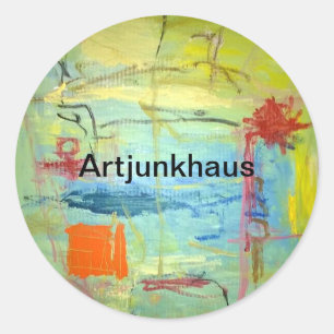 Sticker Rond Joyeux visage triste Abstrait Jeff Hankamer Artjun