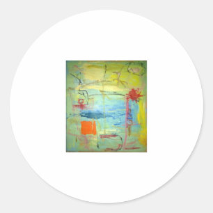 Sticker Rond Joyeux visage triste Abstrait Jeff Hankamer Artjun