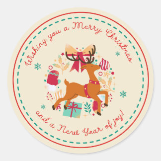 Sticker Rond Joyeux voeux de Noël