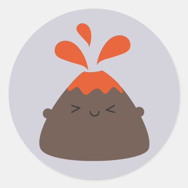Sticker Rond Joyeux volcan Kawaii (Devant)