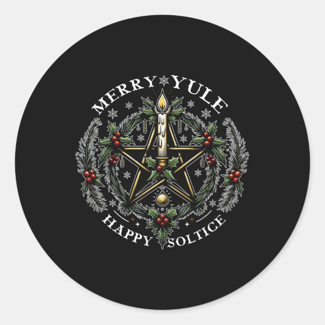 Sticker Rond Joyeux Yule &amp ; Joyeux solstice (Devant)
