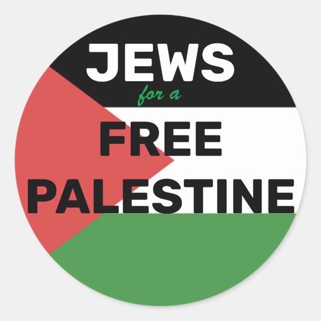 STICKER ROND JUIFS POUR UN DRAPEAU PALESTINE GRATUIT ROUGE NOIR (Devant)