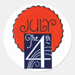 Sticker Rond Juillet 4 mod rétro patriotique fête de l'Indépend