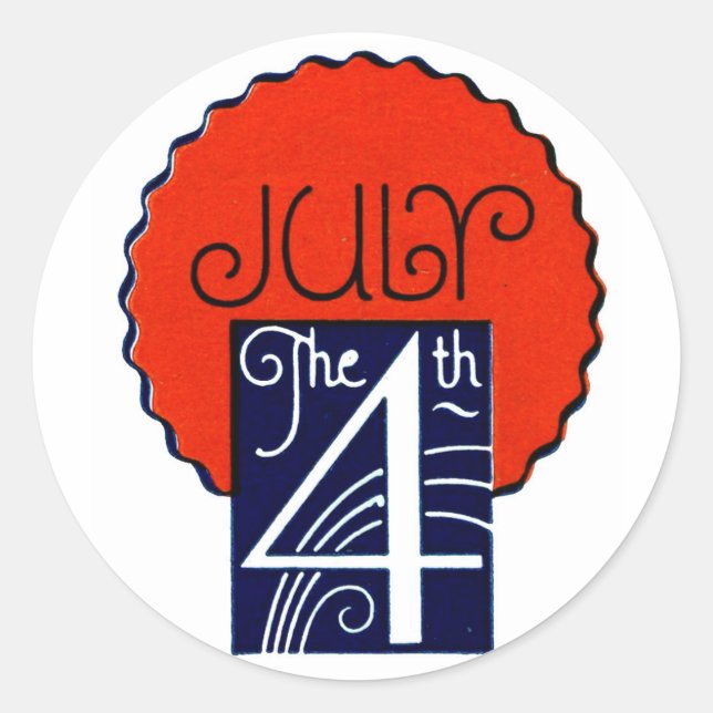 Sticker Rond Juillet 4 mod rétro patriotique fête de l'Indépend (Devant)