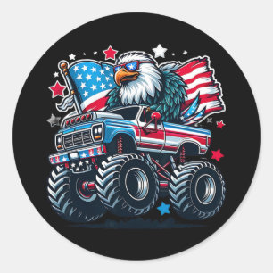 Sticker Rond Juillet Chemises Garçons Drapeau Américain Aigle C