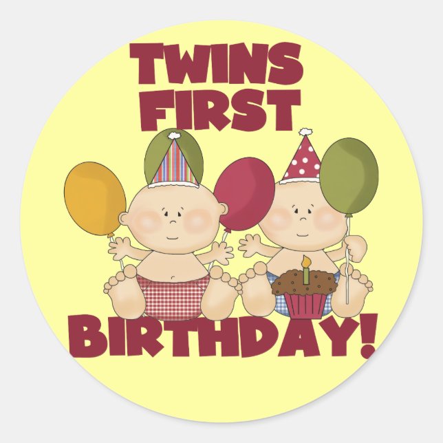 Sticker Rond Jumeaux 1er anniversaire - T-shirts et cadeaux pou (Devant)