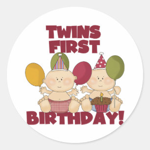 Sticker Rond Jumeaux 1er anniversaire - T-shirts et cadeaux pou