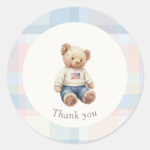Sticker Rond Jumeaux Beary Premier Anniversaire Garçon 