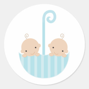 Sticker Rond Jumeaux dans un parapluie