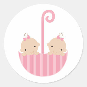 Sticker Rond Jumeaux dans un parapluie