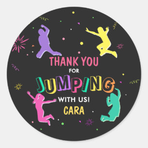 Sticker Rond Jump and Play Girl Birthday Party