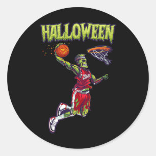 Sticker Rond Jump Zombie Bysketbyll Dunk Player Halloween Pumpk